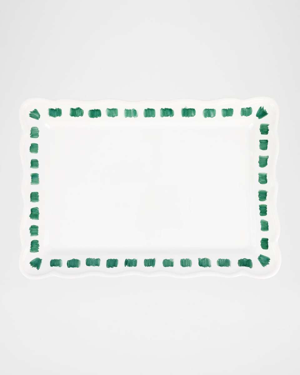 Lisbon Green Stitch Rectangular Platter